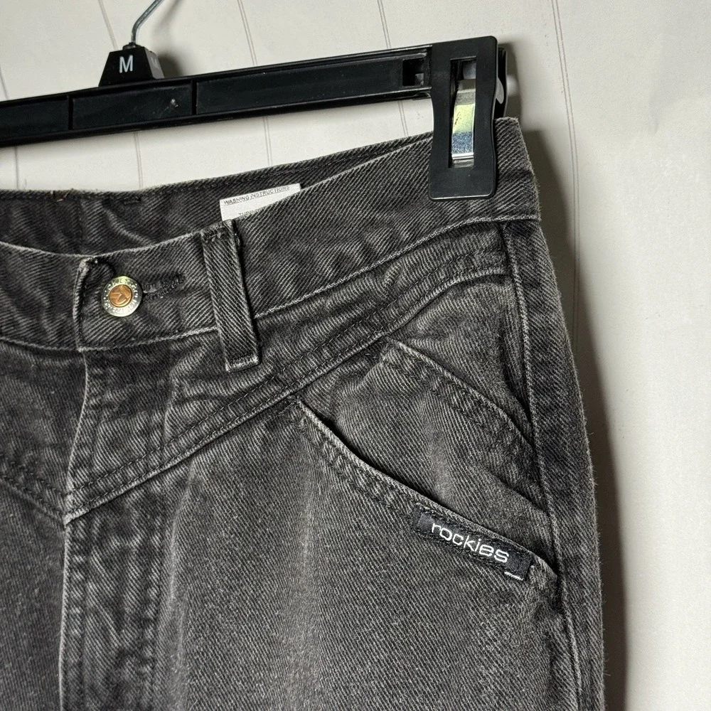 VTG 90s Rocky Mountain Rockies Black Denim Jeans High Waisted Bareback 9/10 XL - Picture 3 of 6